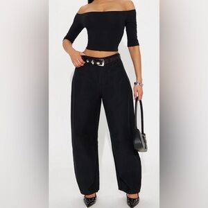 NWT Twill Wide Leg Barrel Pant